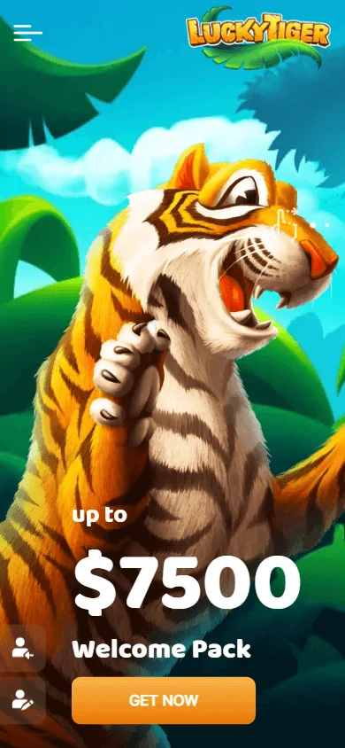Lucky Tiger Casino home interface on a mobile device